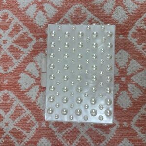Zara White Pearl Embellished Clutch
